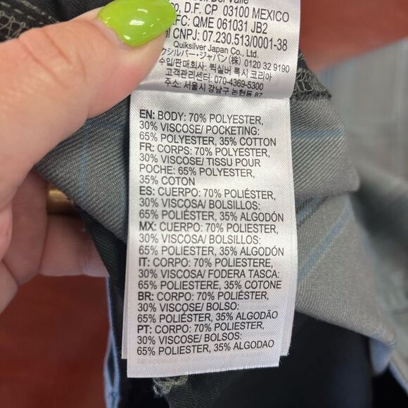 Quiksilver Gray & Blue Windowpane Bermuda Shorts sz 33 NWT - Picture 5 of 6